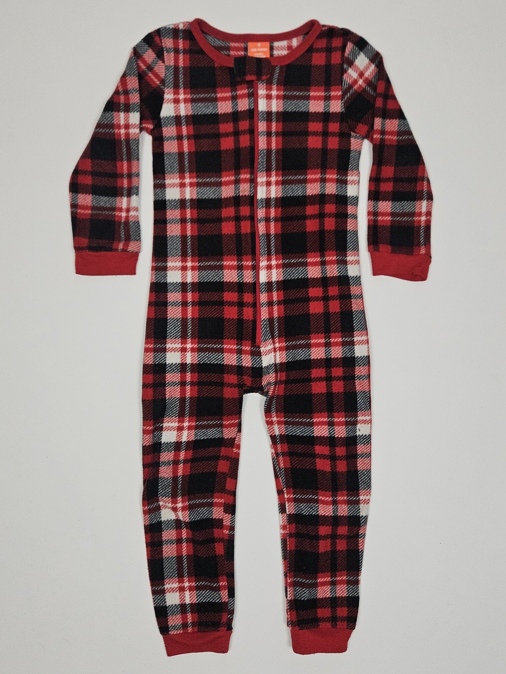 Joe Fresh Toddler Fleece Plaid Sleeper Pajamas Red Black Buffalo Check Size 4T